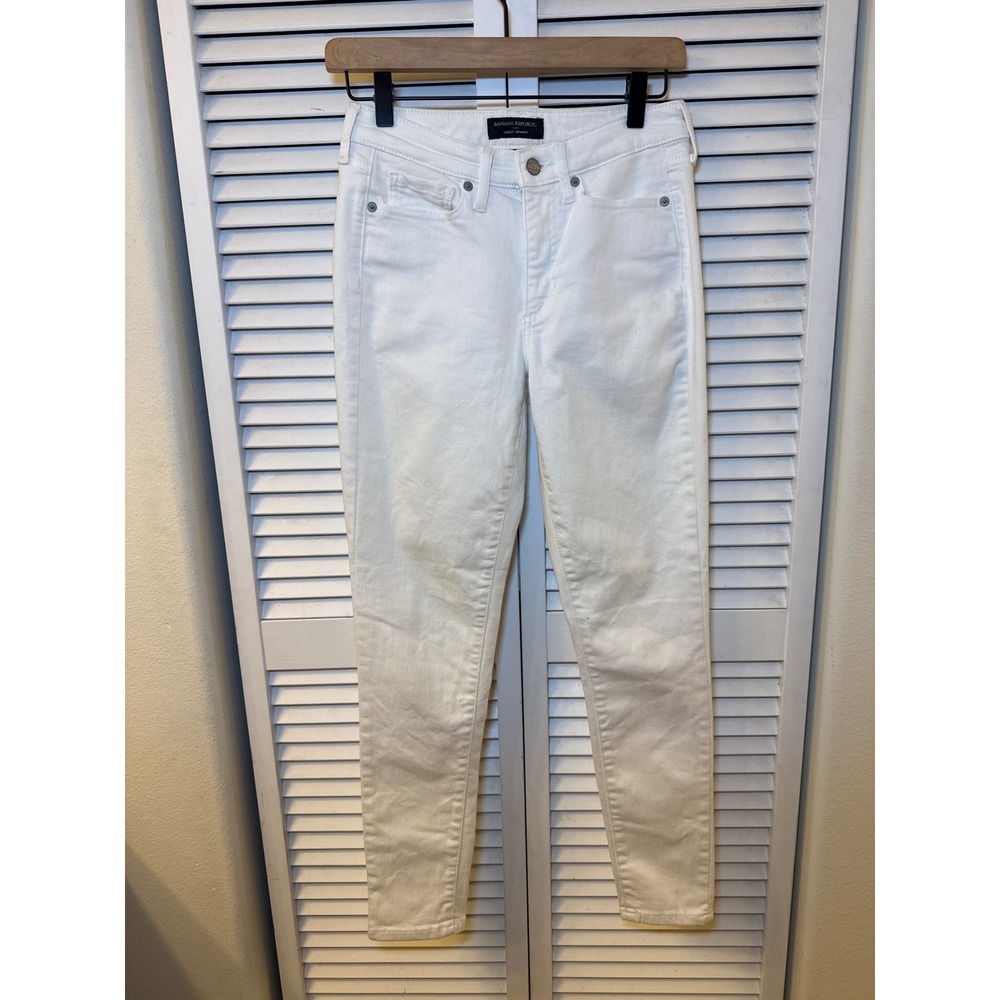 Banana Republic Curvy Skinny Jeans White Denim Pants Womens Size 25/0 Stretch
